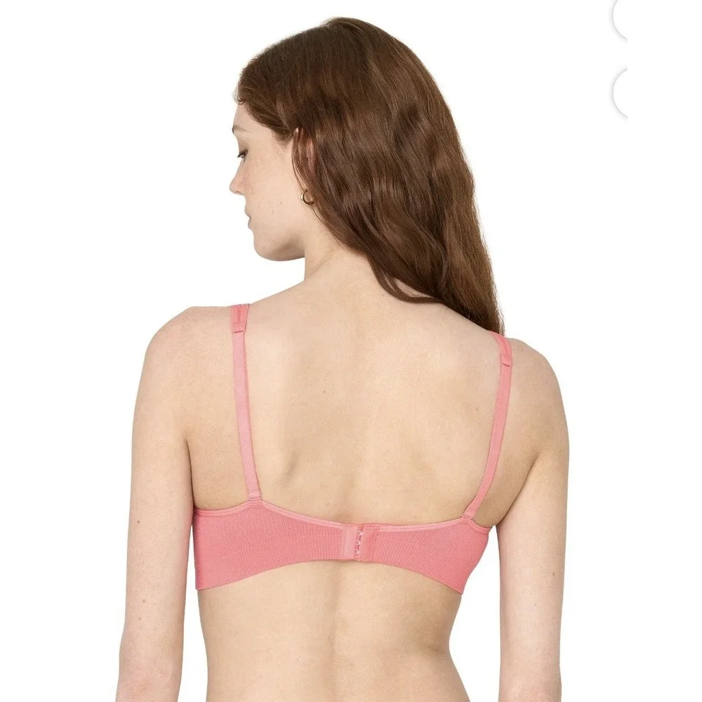 Kindly Yours Women's Wire-Free Seamless Plunge Bralette, Size Small‎ - Coral